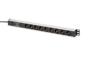 Digitus DN-95438 unidad de distribución de energía 9 tomas CA 1U Negro, Plata