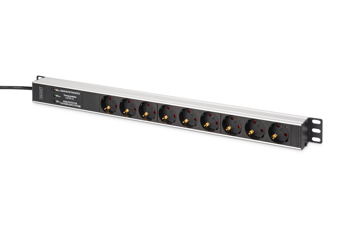 Digitus DN-95438 unidad de distribución de energía 9 tomas CA 1U Negro, Plata