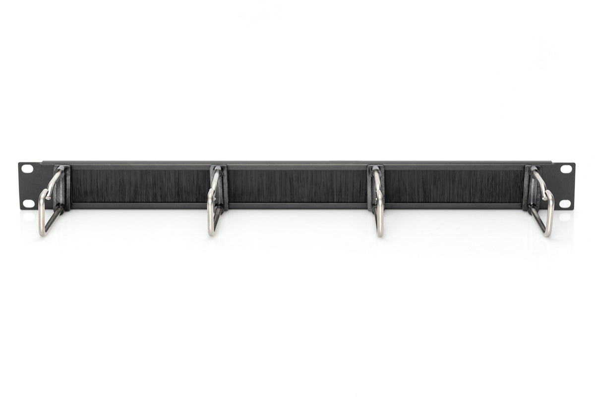 Digitus Panel de gestión de cables con anillas de acero y cepillo para armarios