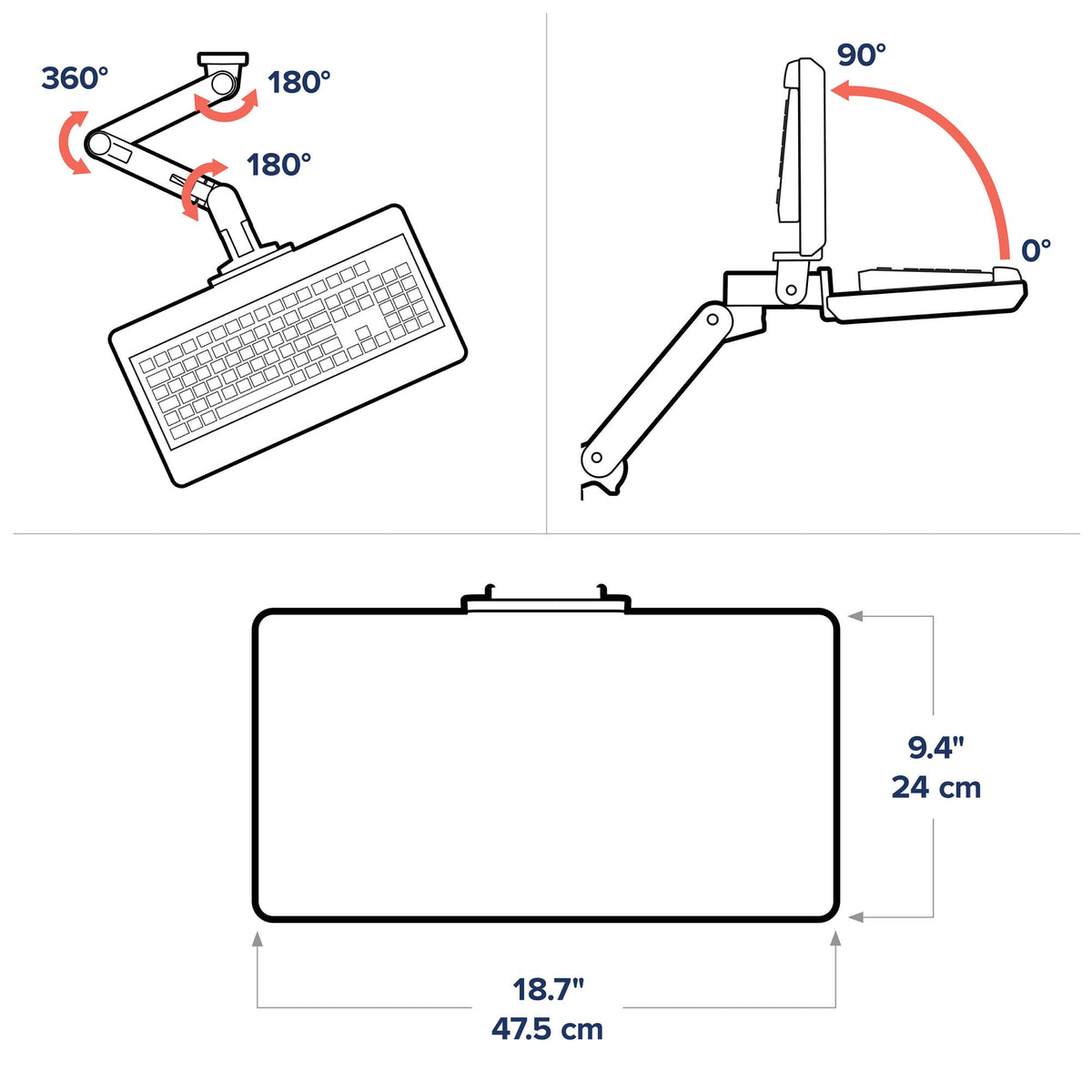 Ergotron 45-685-290 - Bandeja para montaje de brazo para teclado/ratón (3)
