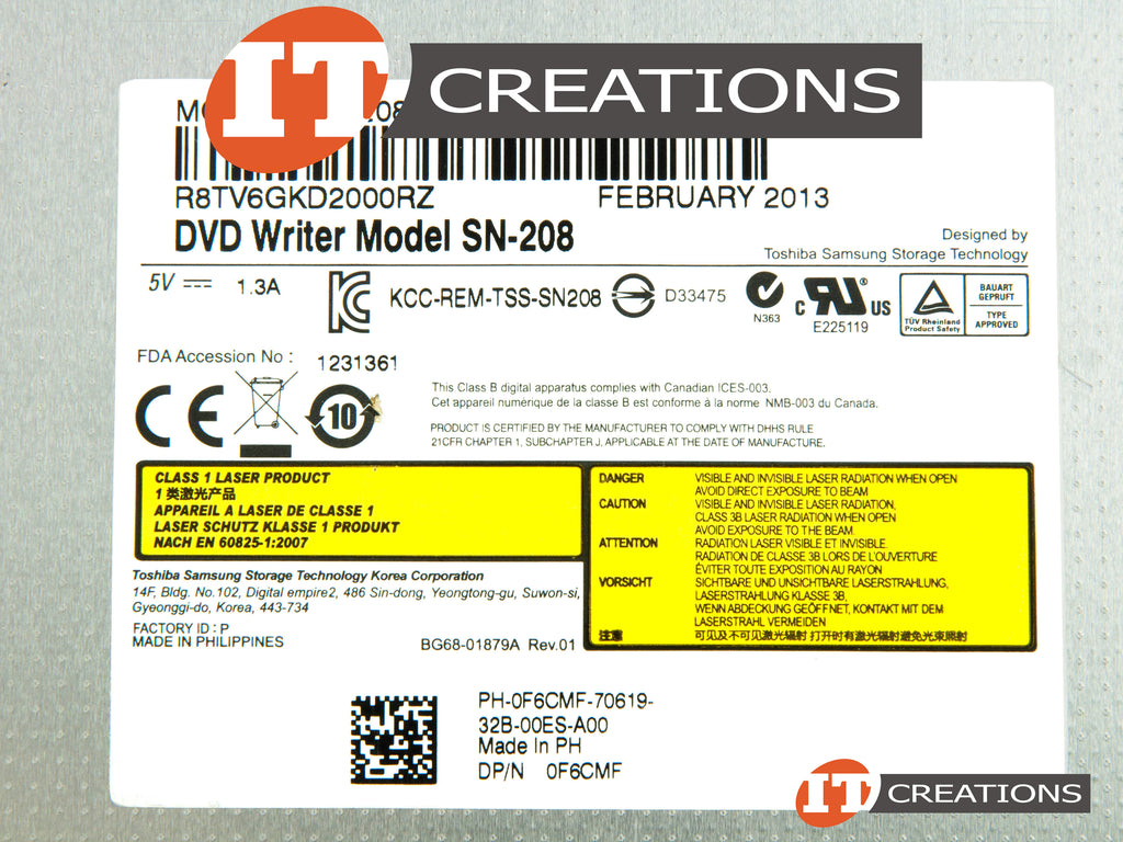 Dell CONJ. unidad DVD+/-RW, 12.7mm, F6CMF-RFB – Reacondicionado (3)
