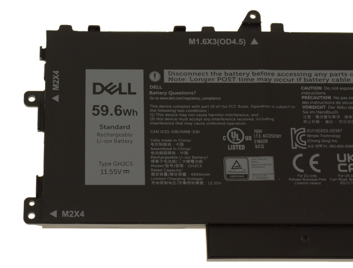 Dell Btry,pri,59.6whr,3c,lith,smp Ghjc5 (2)