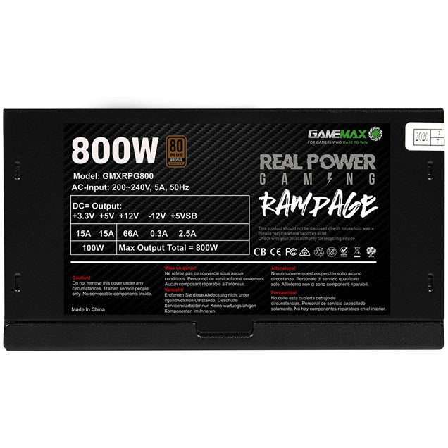 GAMEMAX RPG Rampage Fuente de Alimentación 800W (3)