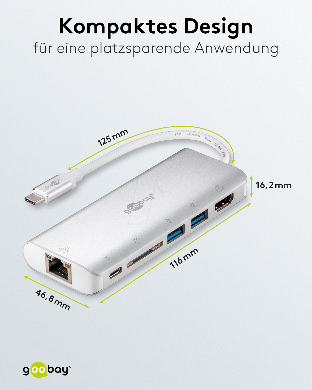 Goobay USB-C adaptador multipuerto, Aluminium, plata (4)