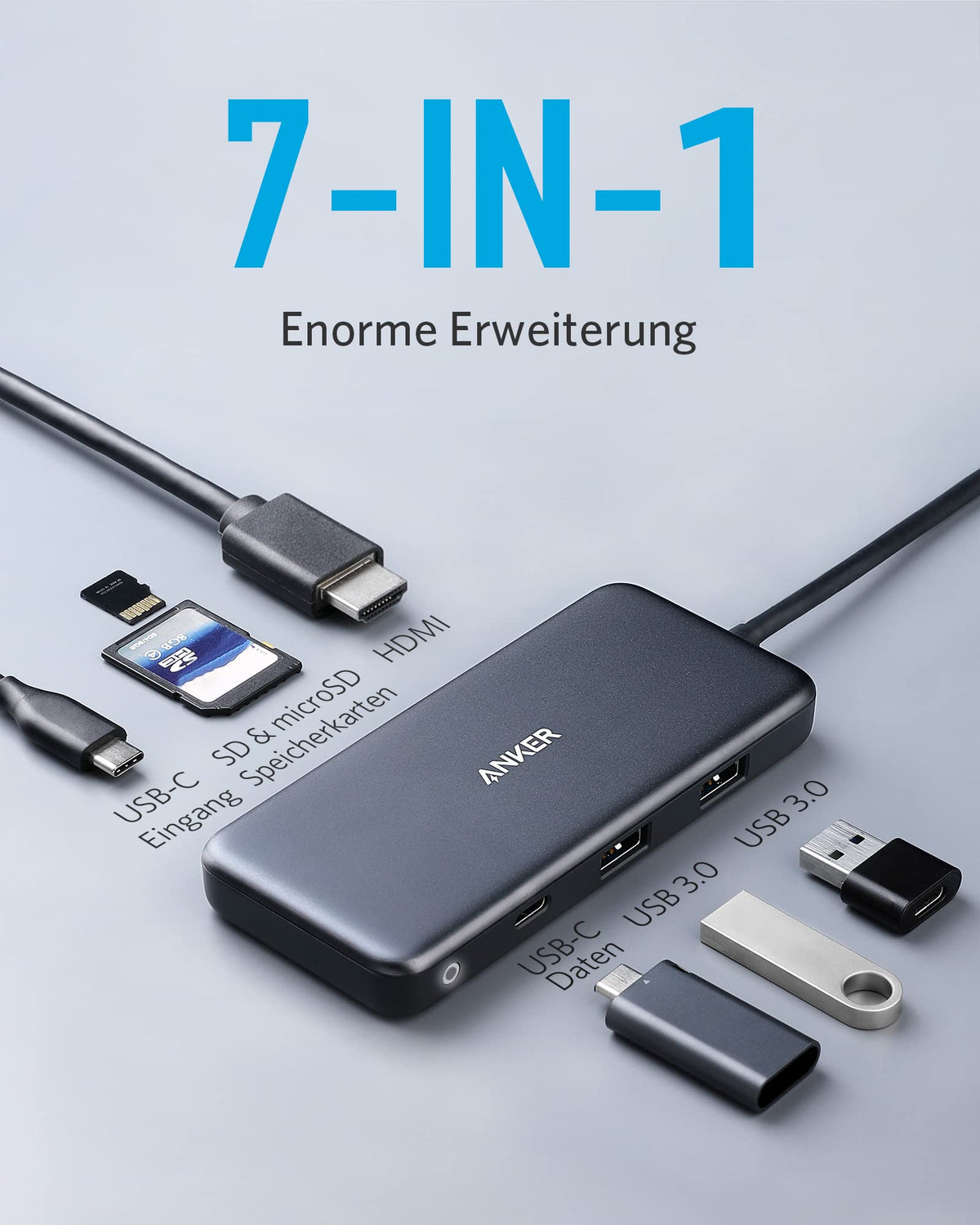 Anker A83460A2 base de conexión/replicador de puertos para portátil USB 2.0