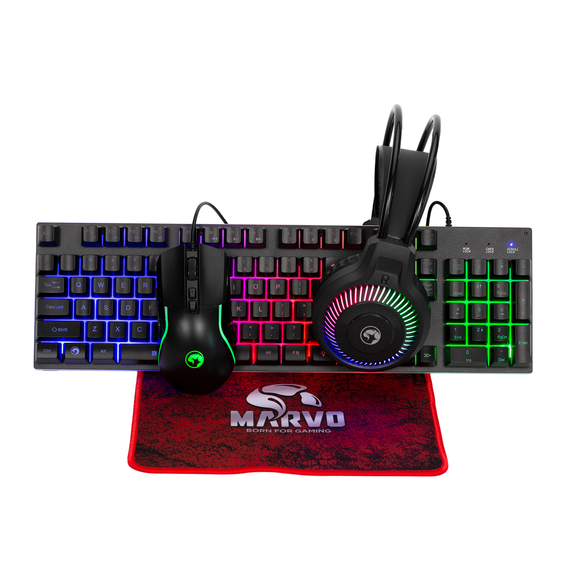 Teclado Marvo CM416 Loot40 con ratón incluido Gaming USB Negro