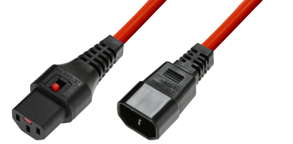 Microconnect MC-C13C14LOCK-1.5M cable de transmisión Rojo 1,5 m C13 acoplador C14 acoplador