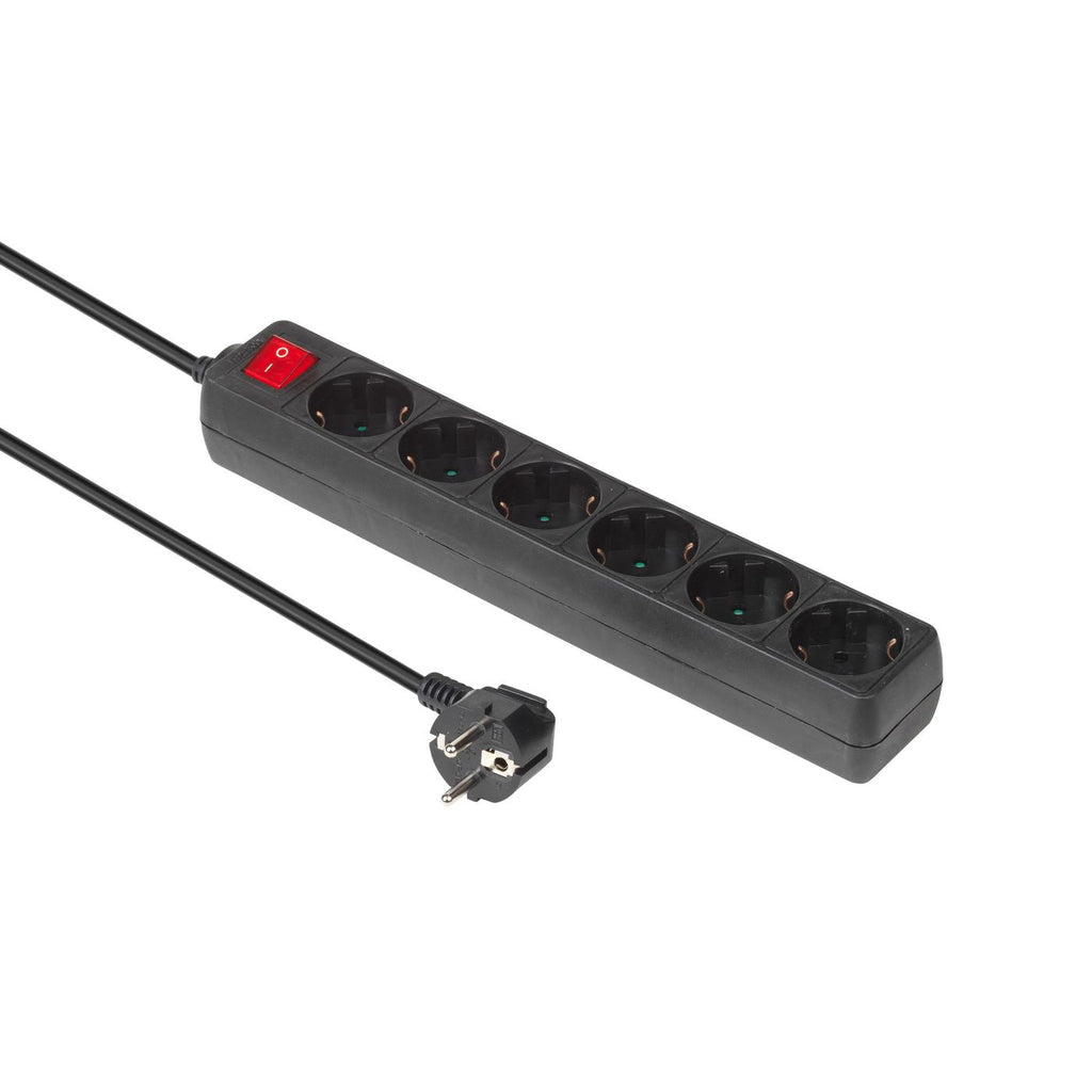Microconnect GRU006B base múltiple 1,8 m 6 salidas AC Interior Negro