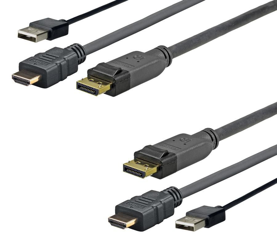 Vivolink PROHDMIUSBDP5 adaptador de cable de vídeo 5 m DisplayPort HDMI + USB Negro