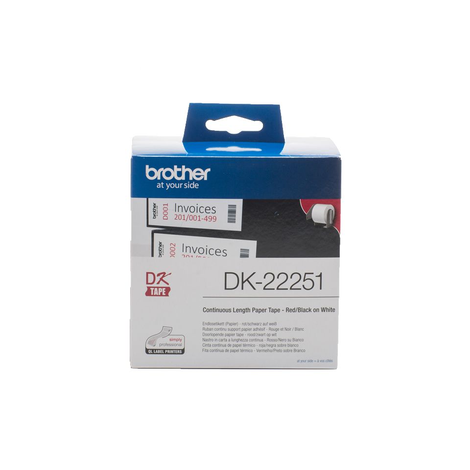 Brother DK-22251 cinta para impresora de etiquetas Negro y rojo sobre blanco