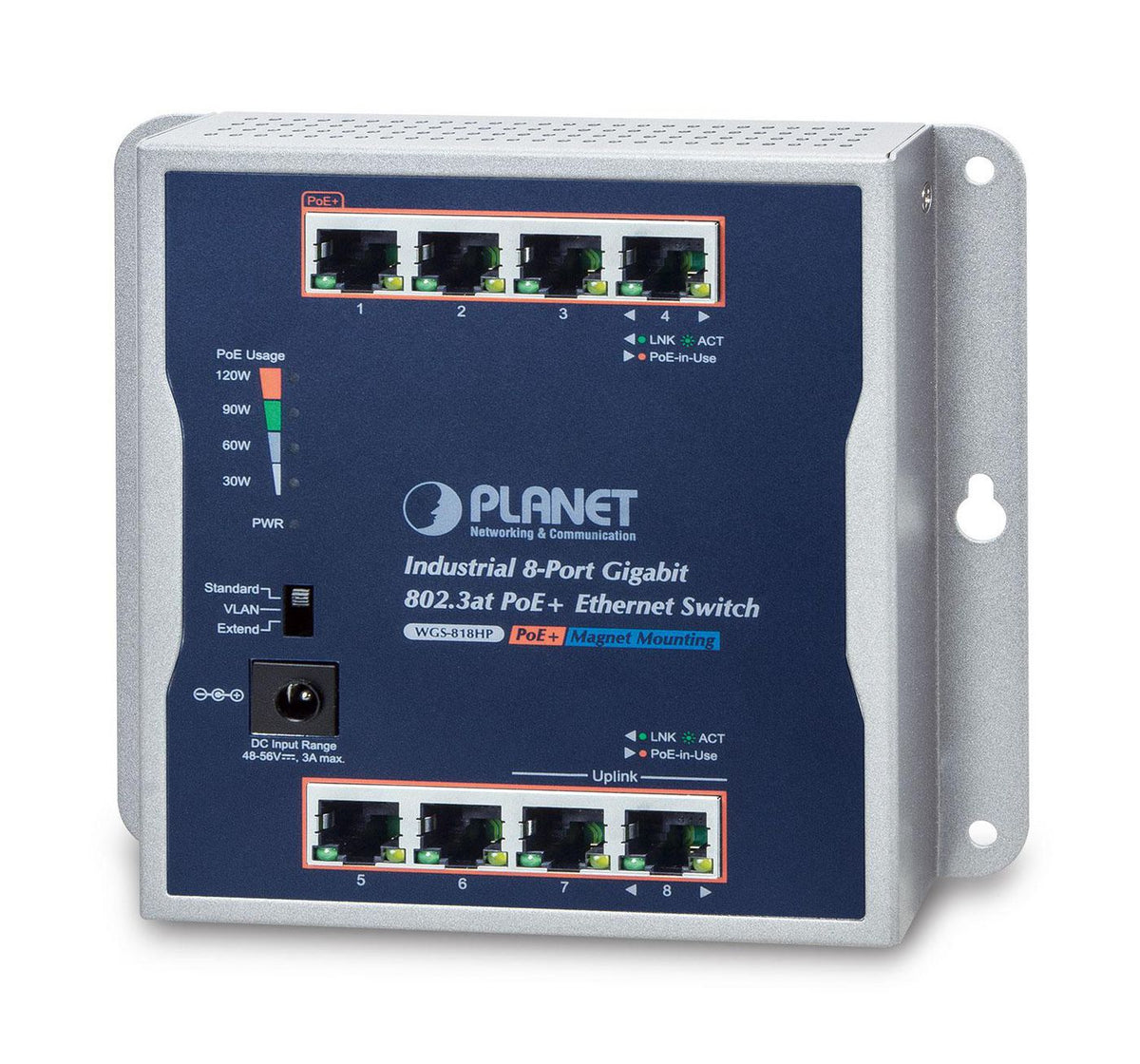 Planet IP30 Industrial 8-Port WGS-818HP