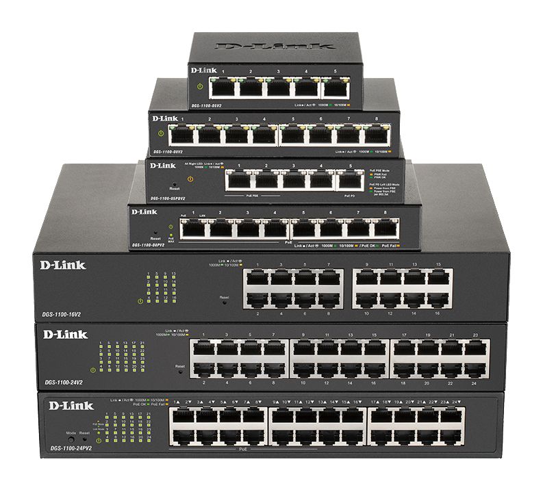 D-Link DGS-1100-08V2 Gestionado L2 Gigabit Ethernet (10/100/1000) Negro