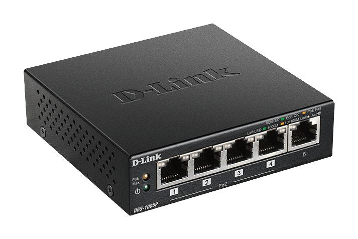 D-Link DGS-1005P/E switch No administrado Gigabit Ethernet (10/100/1000) Energía sobre Ethernet (PoE) Negro