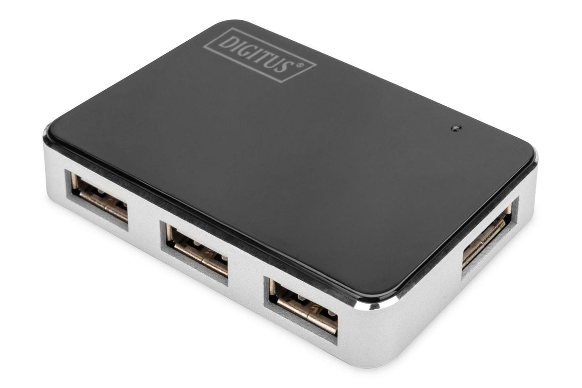 Digitus DA-70220 hub & concentrateur USB 2.0 Mini-B 480 Mbit/s Noir, Argent