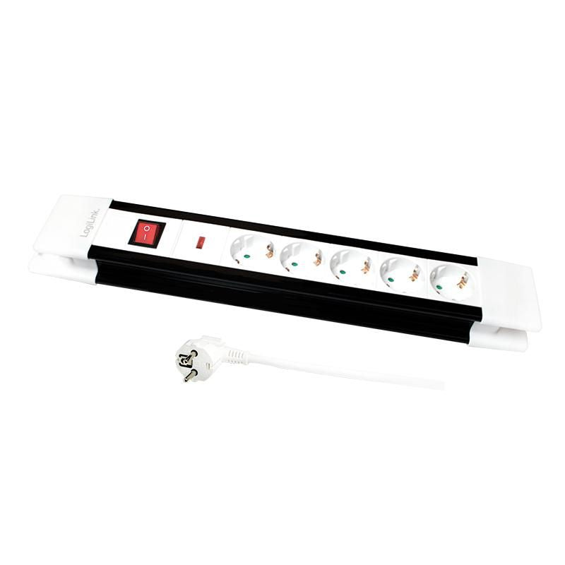 LogiLink LPS211 base múltiple 3 m 5 salidas AC Interior Negro, Blanco