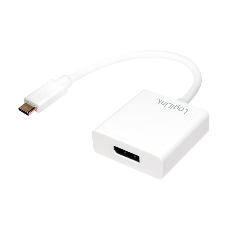 LogiLink 0.14m, USB-C 3.1/DisplayPort Adaptador gráfico USB Blanco