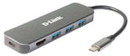 D-Link DUB-2333 base para portátil y replicador de puertos Alámbrico USB Tipo C Gris