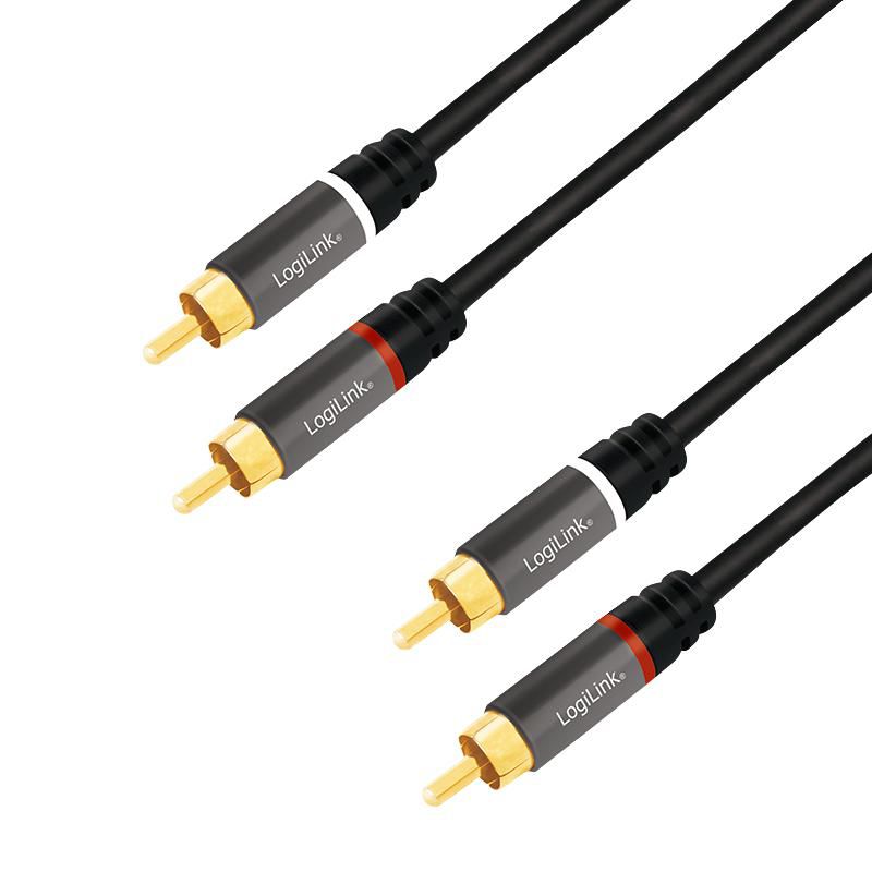 LogiLink CA1201 cable de audio 0,5 m 2 x RCA Negro