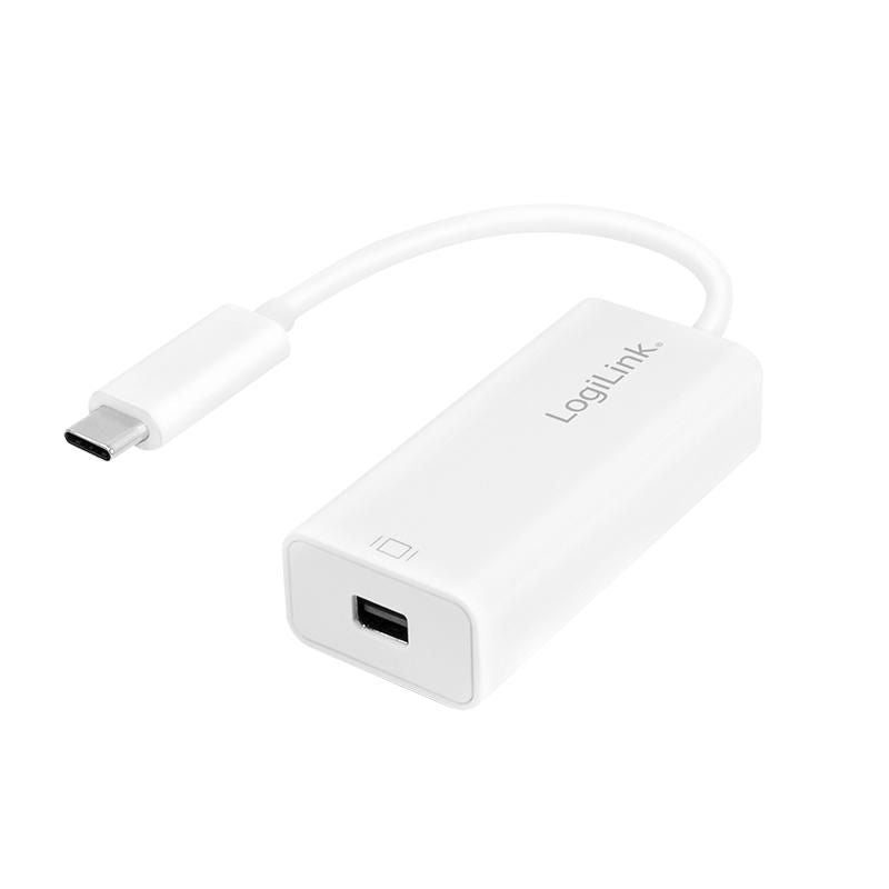 LogiLink UA0360 adaptador de cable de vídeo 0,15 m USB Tipo C Mini DisplayPort Blanco