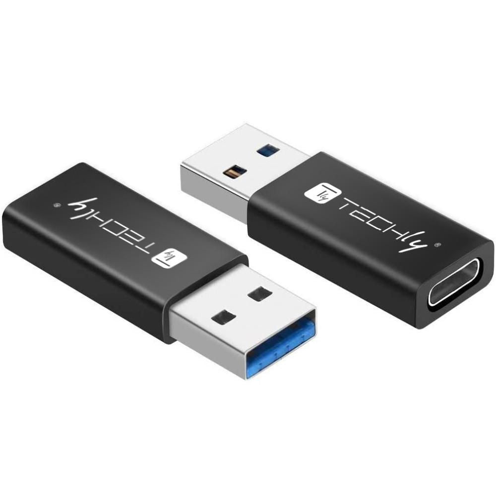 Techly IADAP USB3-AFT cambiador de género para cable USB A USB C Negro