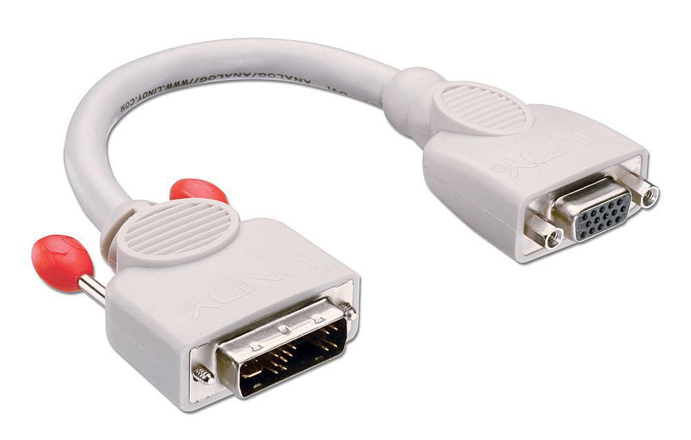 Lindy 41222 adaptador de cable de vídeo 0,2 m DVI-A VGA (D-Sub) Gris