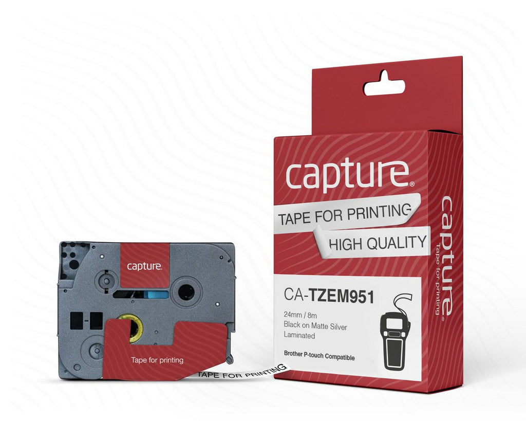 Capture CA-TZEM951 cinta para impresora de etiquetas Negro sobre plata