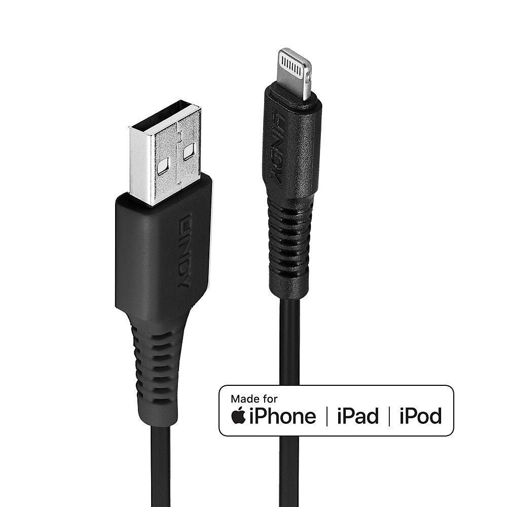 Lindy 31319 cable de conector Lightning 0,5 m Negro