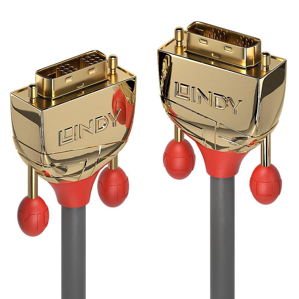 Lindy 36215 cable DVI 10 m DVI-D Oro, Gris