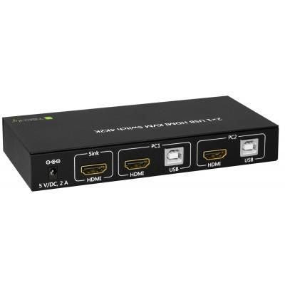 Techly IDATA-KVM-HDMI2U interruptor KVM Negro