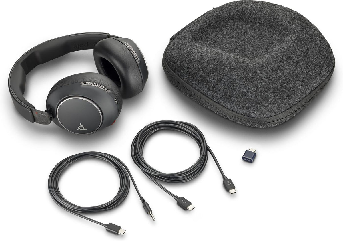 Auriculares Inalámbricos Poly Voyager Surround 80 UC USB Tipo-C + Adaptador USB-C/A/ con Micrófono/ Bluetooth/ Negros