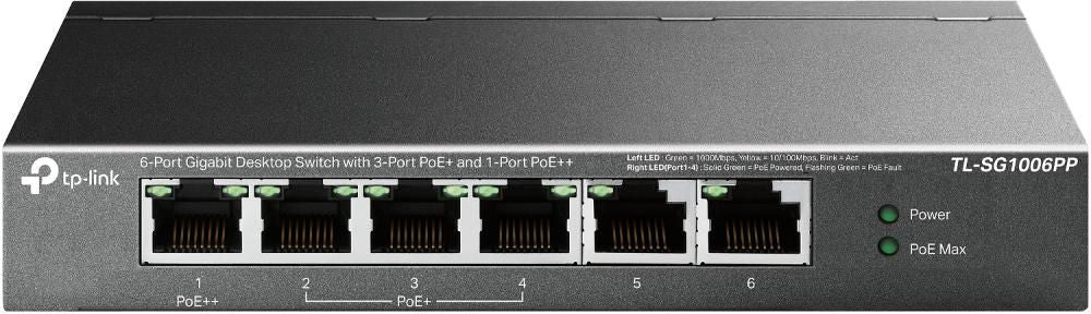 Switch TP-Link TL-SG1006PP 6 Puertos/ RJ-45 10/100/1000/ PoE++