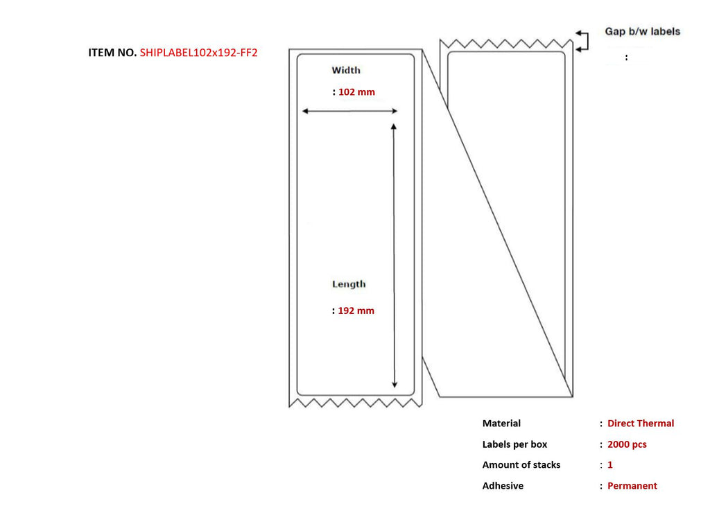 Capture SHIPLABEL102X192-FF2 etiqueta de impresora Blanco