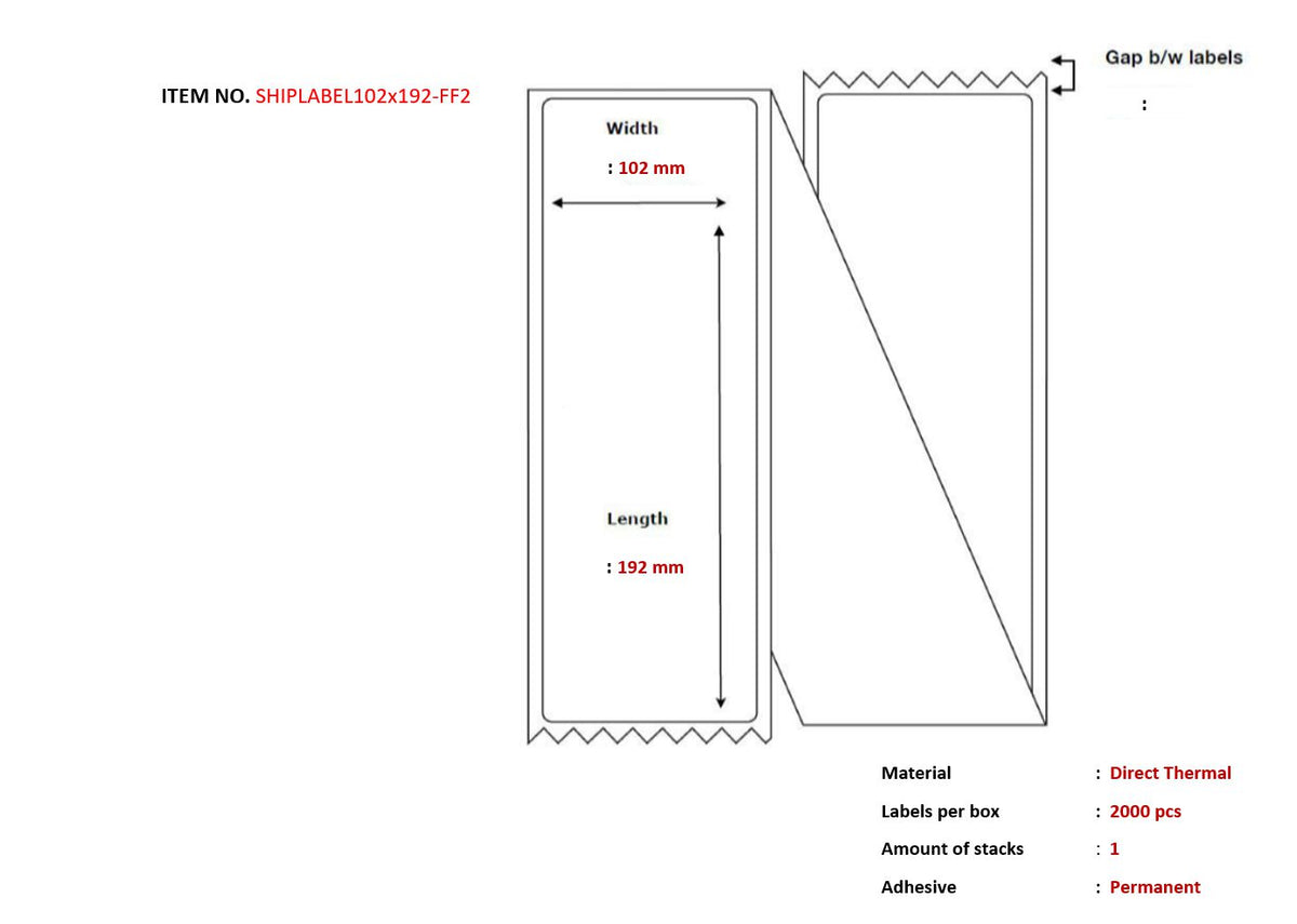 Capture SHIPLABEL102X192-FF2 etiqueta de impresora Blanco