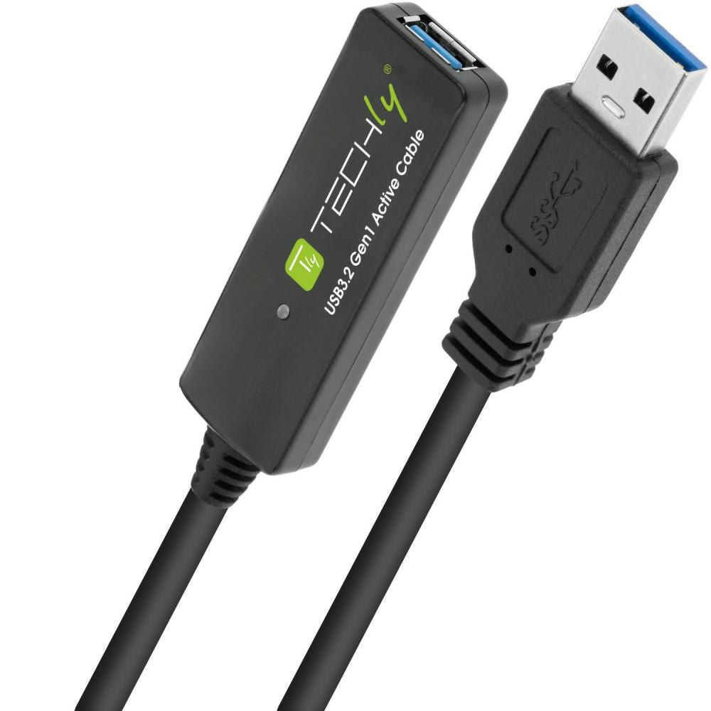 Techly ICUR30100G cable USB USB 3.2 Gen 1 (3.1 Gen 1) 10 m USB A Negro