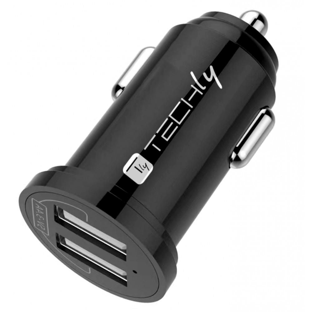 Techly IUSB2-CAR5-A24 cargador de dispositivo móvil Universal Negro Encendedor de cigarrillos Auto