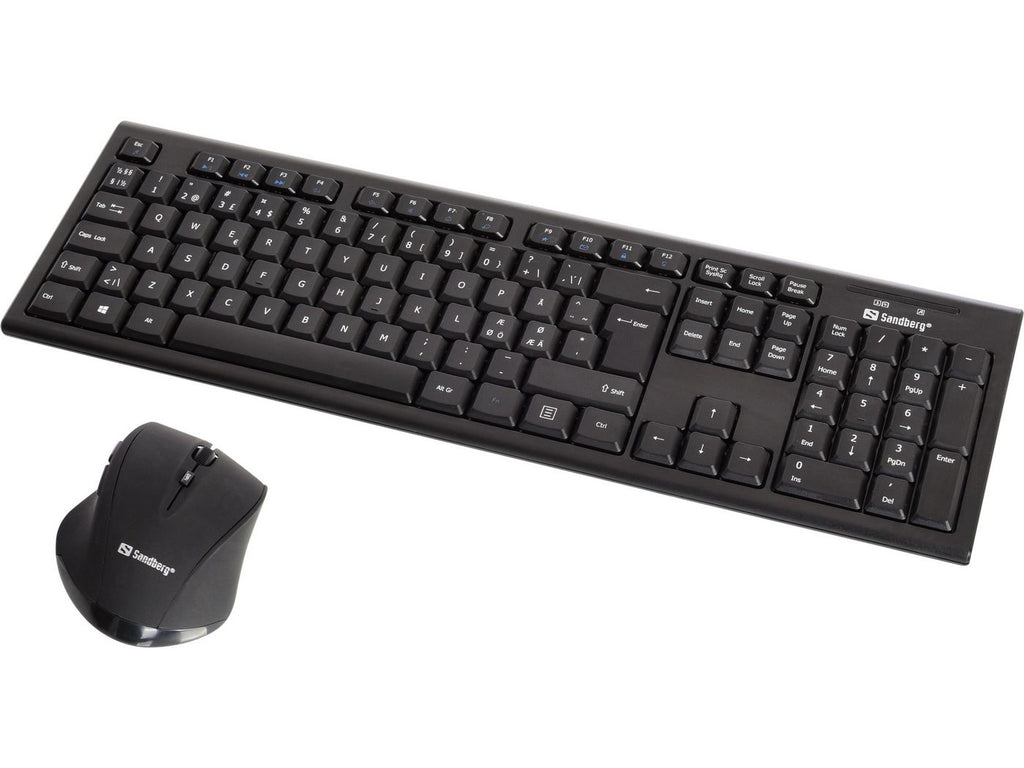 Sandberg 631-20 teclado Ratón incluido Oficina RF inalámbrico QWERTY Nórdico Negro
