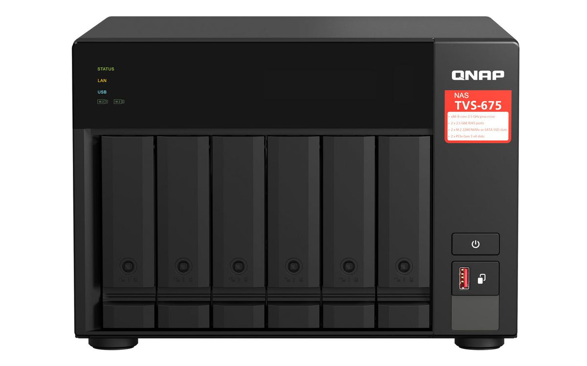 QNAP TVS-675 NAS Torre ZhaoXin KaiXian KX-6000 KX-U6580 8 GB DDR4 0 TB QuTS hero Negro