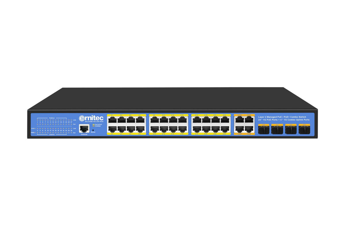 Ernitec ELECTRA-M224-1GB-370W switch Gestionado L2/L2+ Gigabit Ethernet (10/100/1000) Energía sobre Ethernet (PoE)