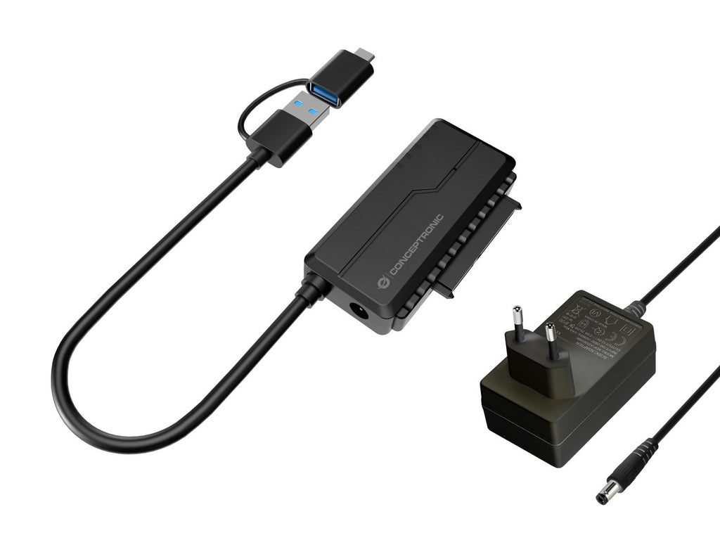 Conceptronic ABBY21B cambiador de género para cable USB Type-A SATA 22-pin Negro