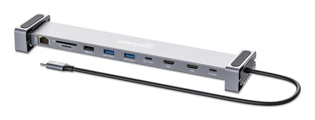 Manhattan 190398 base para portátil y replicador de puertos Alámbrico USB 3.2 Gen 1 (3.1 Gen 1) Type-C Gris