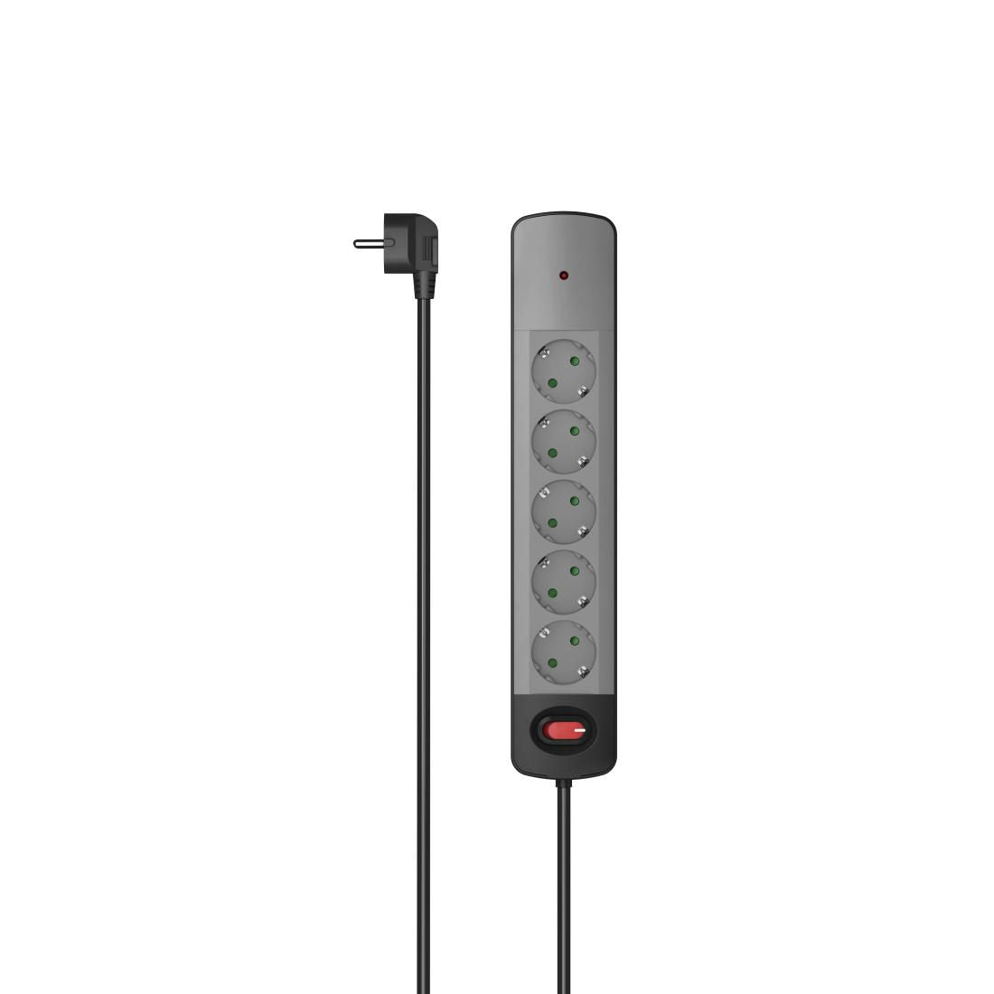 Hama 00223056 base múltiple 1,5 m 5 salidas AC Interior Negro, Gris