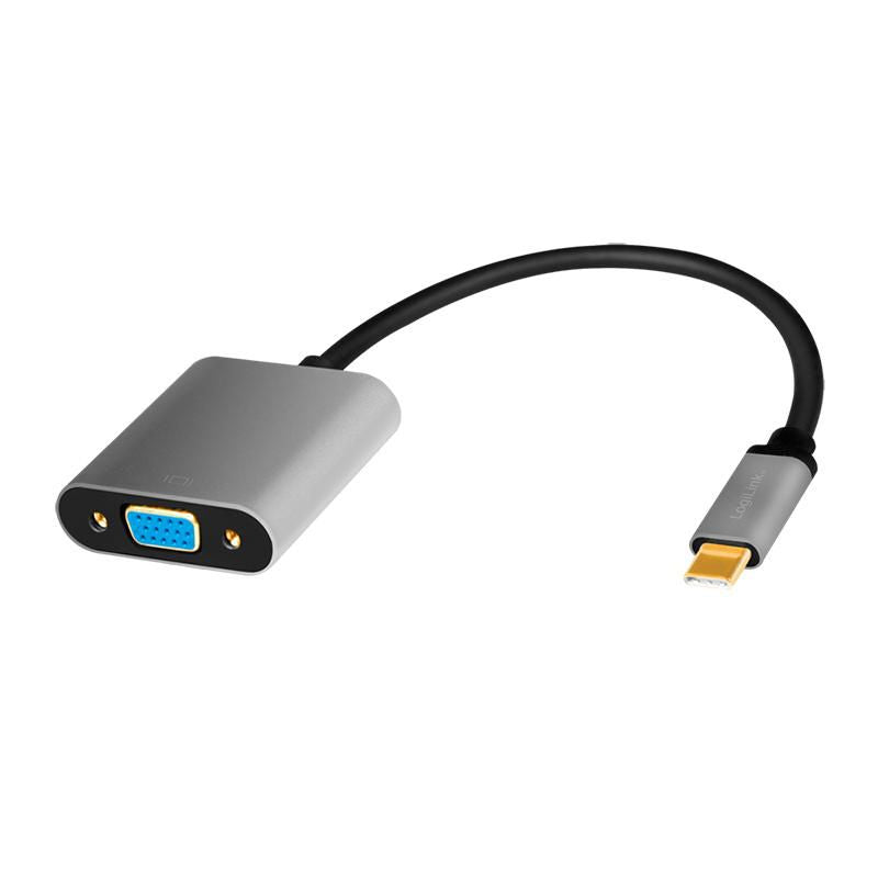 LogiLink CUA0104 adaptador de cable de vídeo 0,15 m USB Tipo C VGA (D-Sub) Negro, Gris
