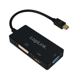 LogiLink CV0110 adaptador de cable de vídeo 0,15 m Mini DisplayPort VGA + HDMI + DVI Negro