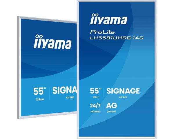 iiyama LH5581UHSG-1AG pantalla de señalización Pantalla plana para señalización digital 138,7 cm (54.6") Wifi 500 cd / m² 4K Ultra HD Blanco Procesador incorporado Android 24/7