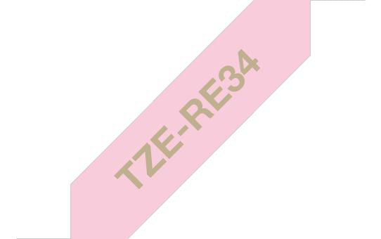 Brother TZE-RE34 cinta para impresora de etiquetas Oro sobre rosa