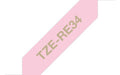 Brother TZE-RE34 cinta para impresora de etiquetas Oro sobre rosa