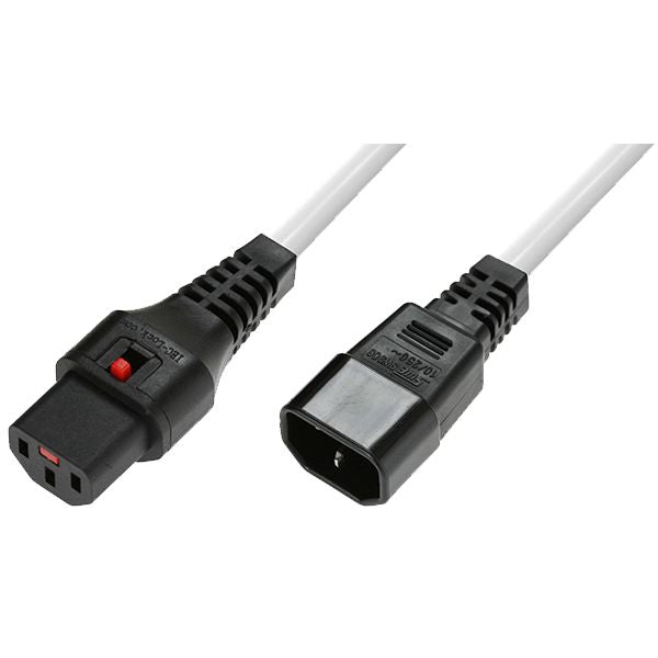Microconnect MC-C13C14LOCK-1MW cable de transmisión Blanco 1 m C13 acoplador C14 acoplador