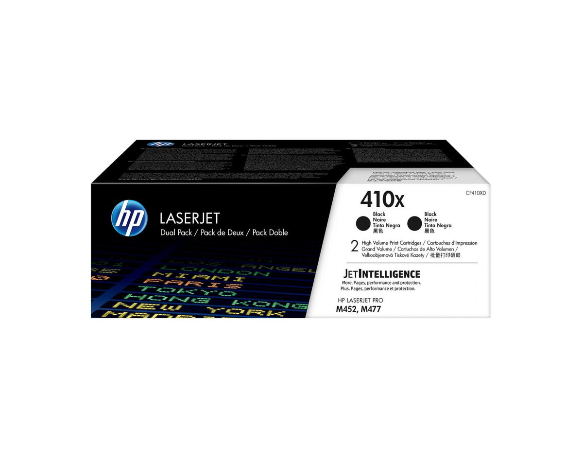 HP 410X 2-pack High Yield Black Original LaserJet Toner Cartridges cartucho de tóner 2 pieza(s)