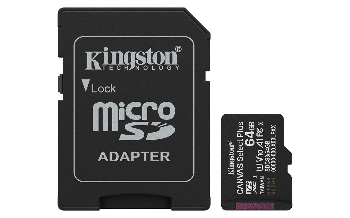 Tarjeta de Memoria Kingston CANVAS Select Plus 64GB microSD XC con Adaptador/ Clase 10/ 100MBs