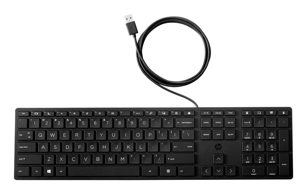 HP 320K Wired Keyboard teclado Oficina USB Negro